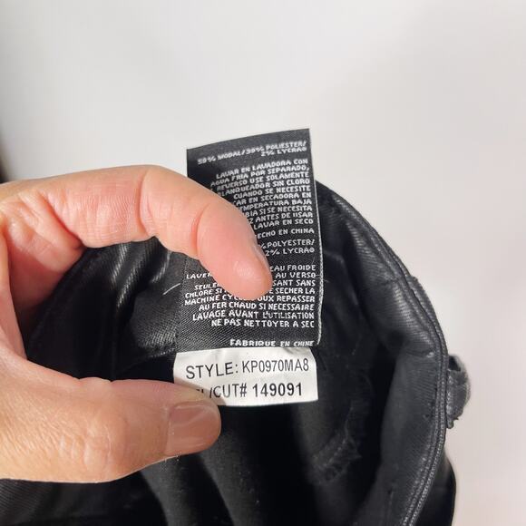 Kut From The Kloth 00 Black Reese Coated Ankle Straight Leg Pant Zip Ankles - Picture 11 of 13